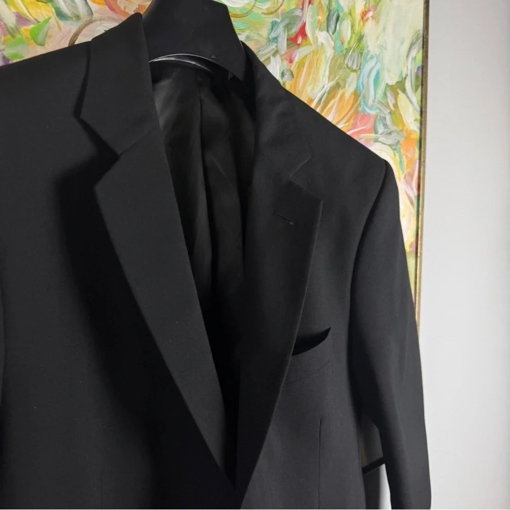 Lawrencepur Black Wool Blend Blazer Jacket Size 50R Classic Tailored
